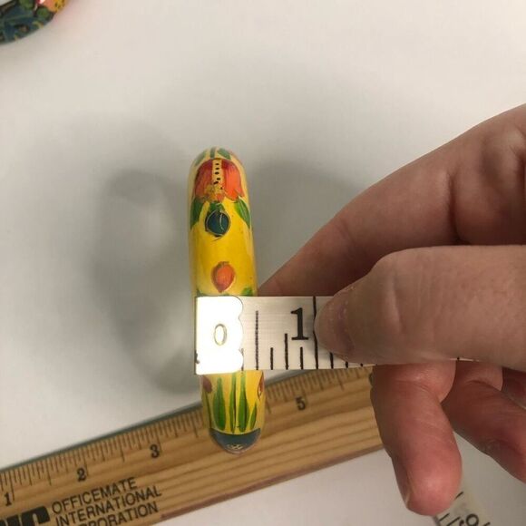 vtg handpainted light weight wooden bangles tropical summer bohemian colorful - Picture 6 of 7